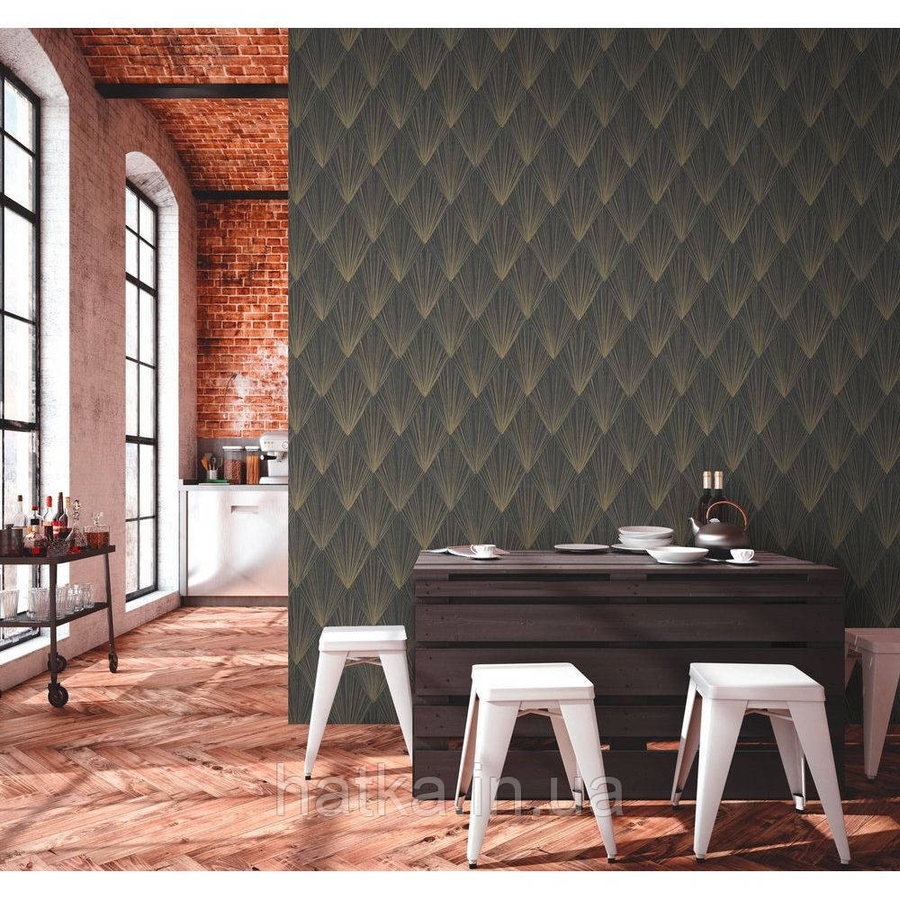 Шпалери вінілові на флізелін AS creation Metropolitan Stories II геометрія золоті промені смуги на чорному 3д Київ - фото 4