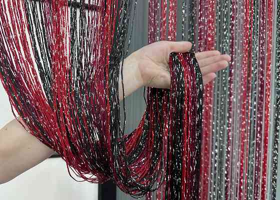 Шторы-нити с люрексом Красный с черным и бордовым 300х300см 1 шт (61-108) Киев