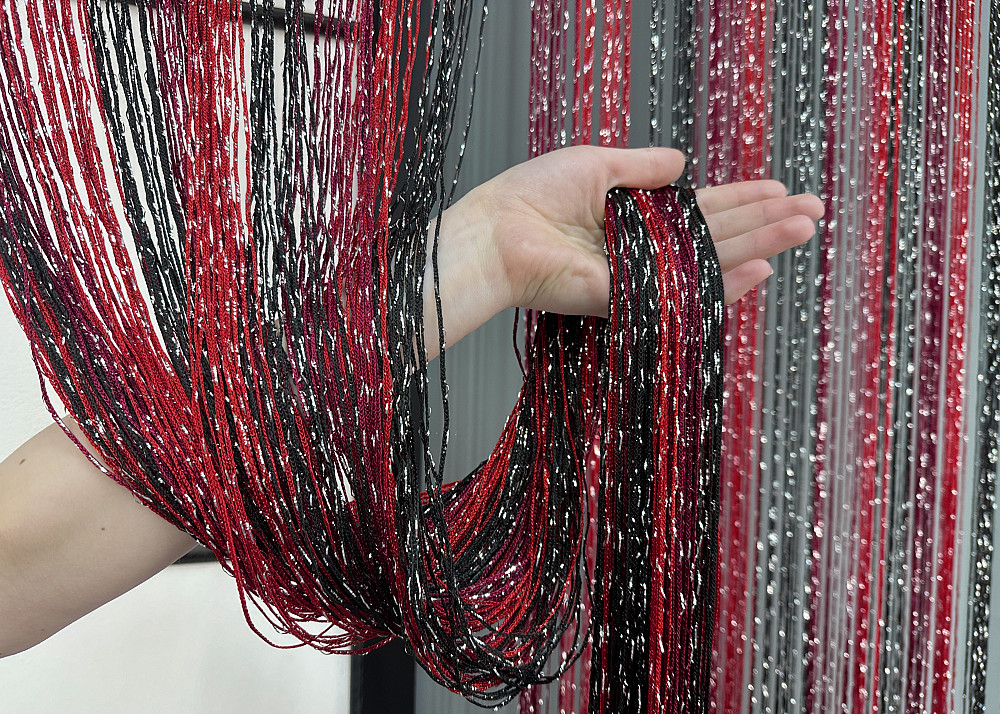 Шторы-нити с люрексом Красный с черным и бордовым 300х300см 1 шт (61-108) Киев - изображение 6