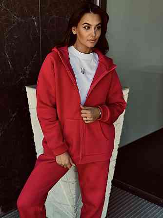Флисовый женский спортивный костюм Красный 46/48 Харьков