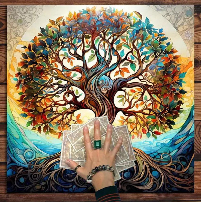 Алтарная скатерть для карт Таро и Рун. Скатерть для гадания 49*49 см. Древо жизни Киев - изображение 5