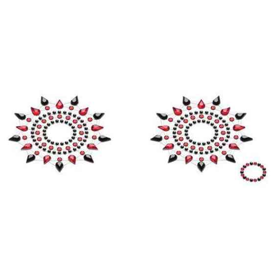 Пестіс з кристалів Petits Joujoux Gloria set of 2 - Black/Red, прикраса на груди Sex Aura Київ