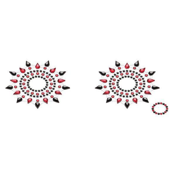Пэстис из кристаллов Petits Joujoux Gloria set of 2 - Black/Red, украшение на грудь Sex Aura Киев - изображение 1