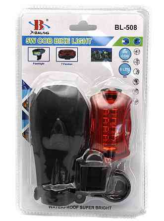 Комплект Велосипедна фара і задній ліхтар мигалка X-Balog BL-508 Дніпро