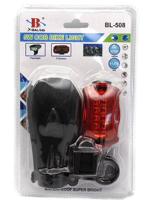 Комплект Велосипедна фара і задній ліхтар мигалка X-Balog BL-508 Дніпро - фото 1