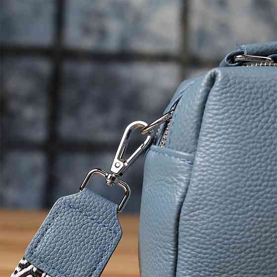 Сумка жіноча з двома секціями з натуральної шкіри Блакитний (Vintage) Київ