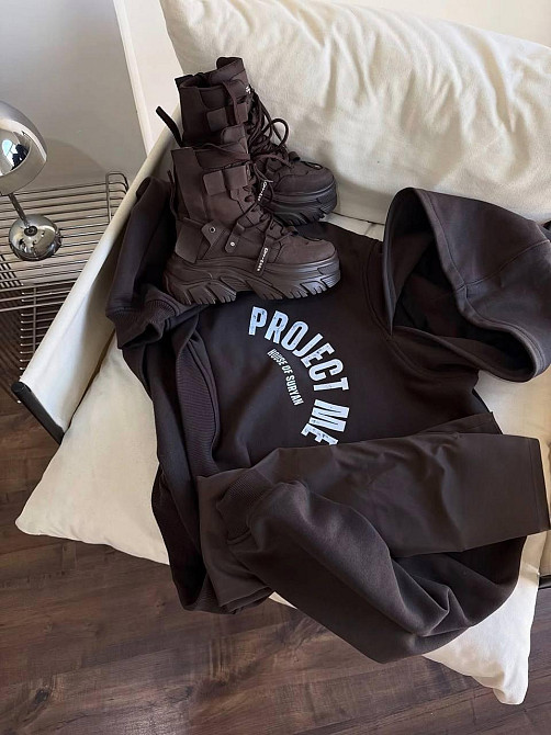 Жіночий теплий костюм двійка: худі і лосини зі штрипками турецька тринитка на флісі + джерсі віскоза на флісі Одеса - фото 8