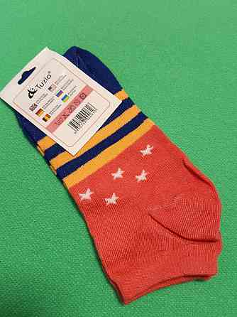 Носки женские короткие коралл + синий - 36-41 размер, 80% хлопок, 20% полиамид Киев