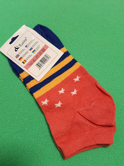 Шкарпетки жіночі короткі корал + синій - 36-41 розмір, 80% бавовна, 20% поліамід Київ - фото 1