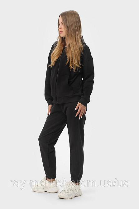 Костюм жіночий худі на блискавці та штани чорний RAY PREMIUM LOOSE U0809 (U0809W-Black) L Київ - фото 2