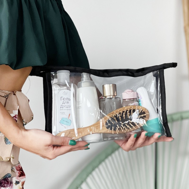 Cиликоновая косметичка трапеция Л - 28x20x5 см (Черный) Сумы - изображение 1