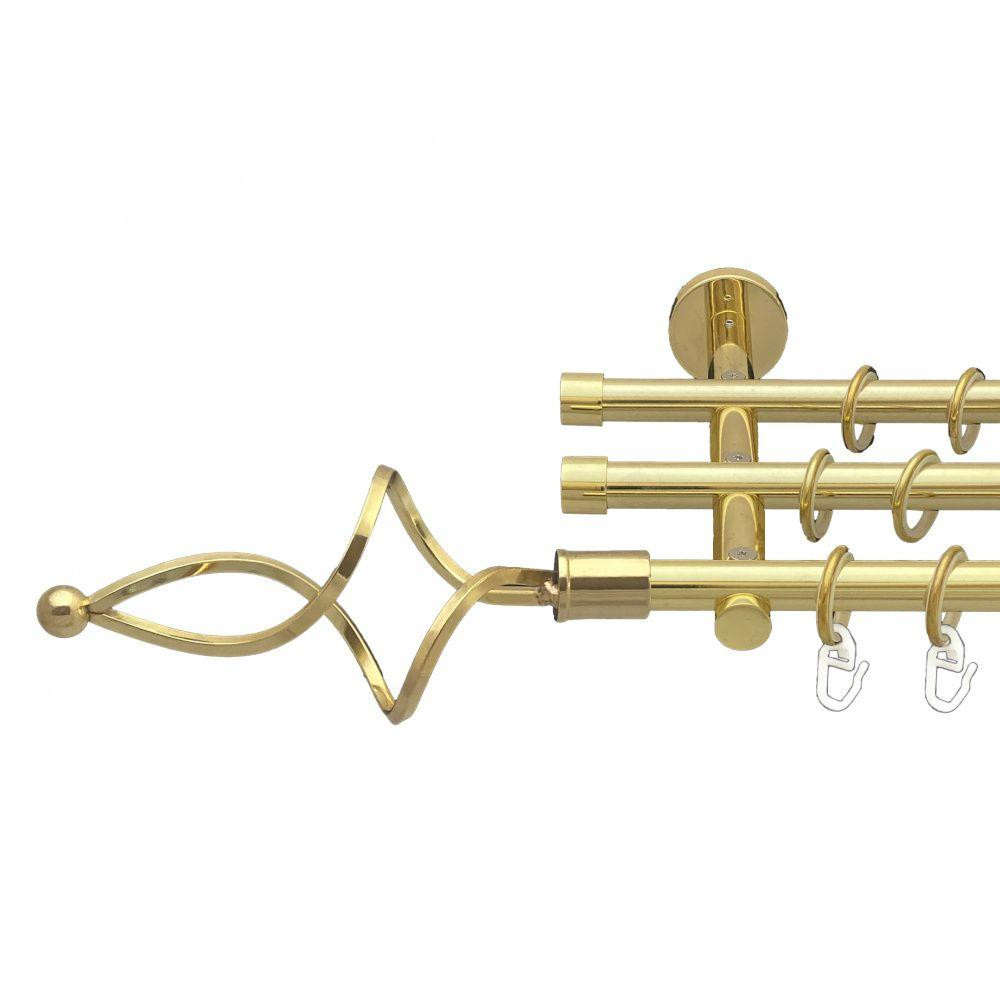 Карниз Orvit Ажур Хвилястий металевий трирядний циліндр (20 см) гладка труба кільце металеве Золото 16\16\16 мм 160 см Львів - фото 1