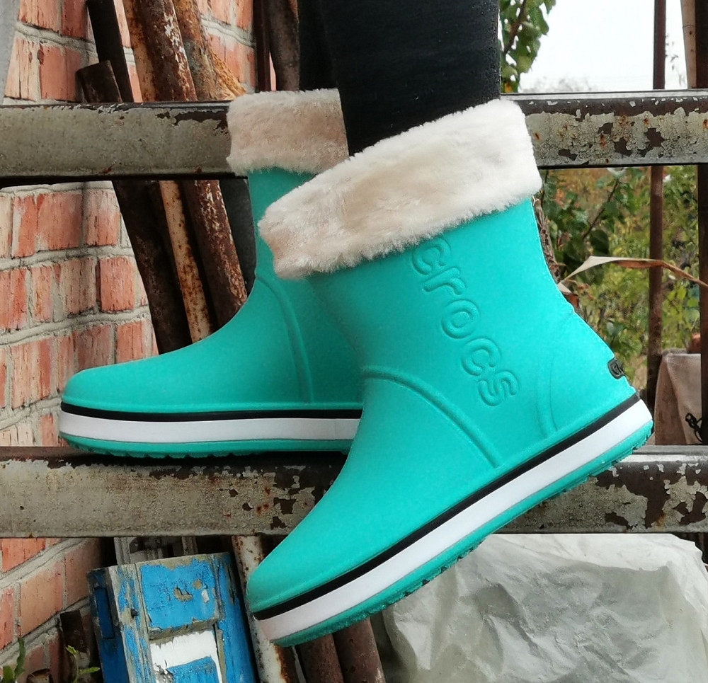 Жіночі Гумові Напівчоботи CROCS Бірюзові Чоботи Крокси Теплі Зимові (розміри: 36,37,38,39,41) — 12 Дніпро - фото 2