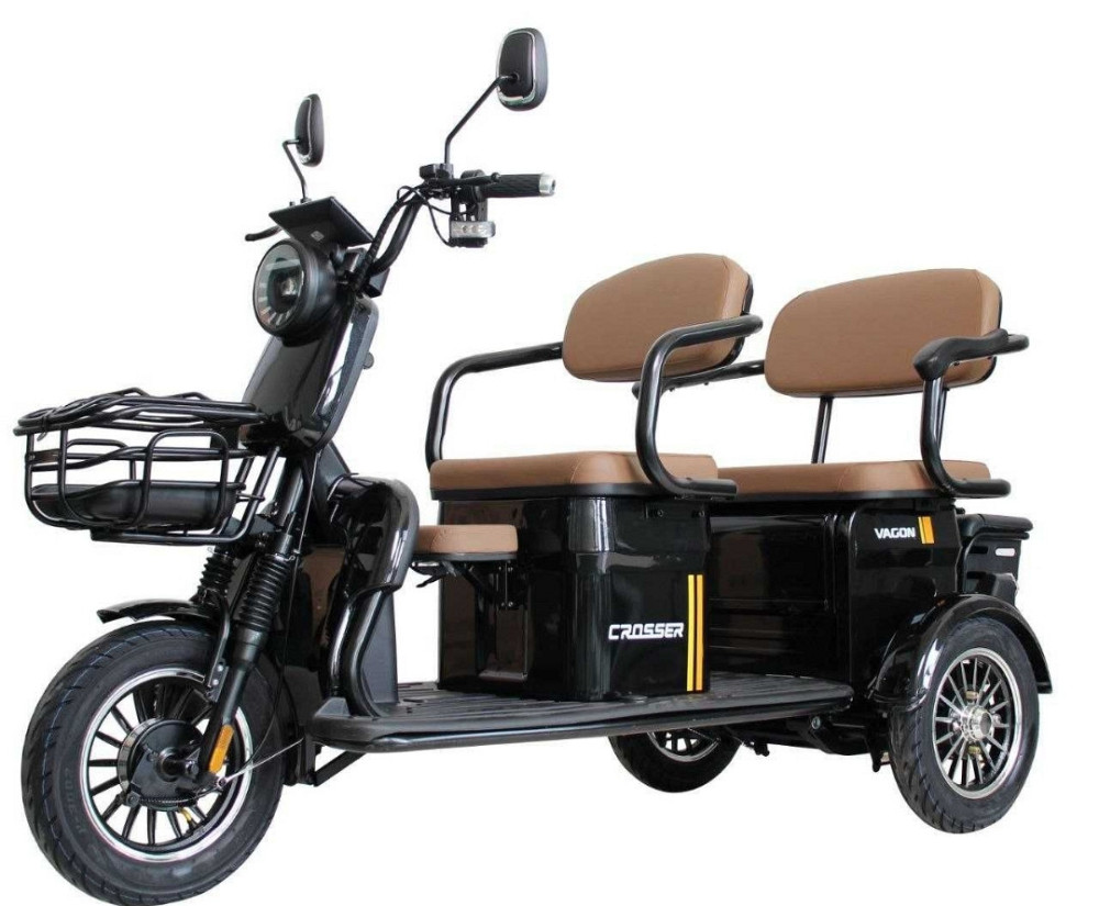 Электротро-трайк 3-местниковый Crosser TR-4 VAGON 1000W, 72V 24Ah - Черный. Харьков - изображение 6