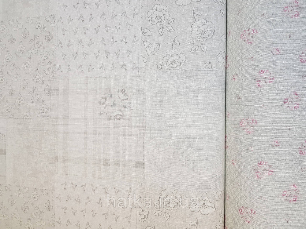 Шпалери вініл на флізеліні A.S.Creation Maison charme 0.53x10 прованс під плитку квіти смуги сірі білі Київ - фото 2