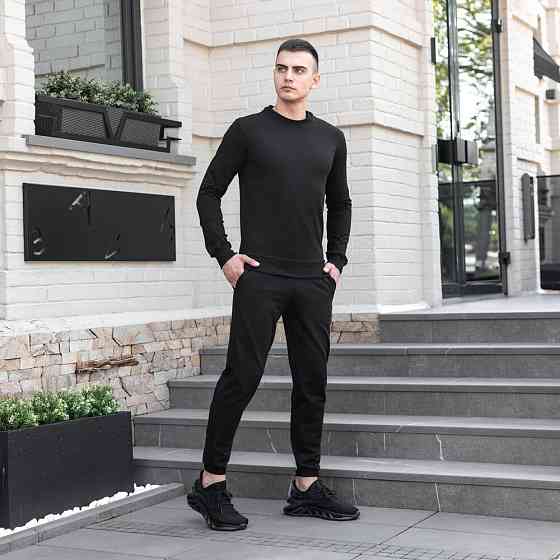 Світшот чоловічий однотонний чорний Pobedov 001 Київ