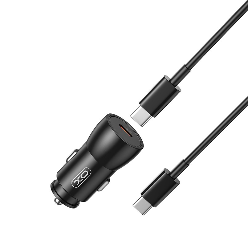 Автомобільний зарядний пристрій XO CC57 PD25W Smart Metal Single C Port + Type-C кабель чорний Львів - фото 1
