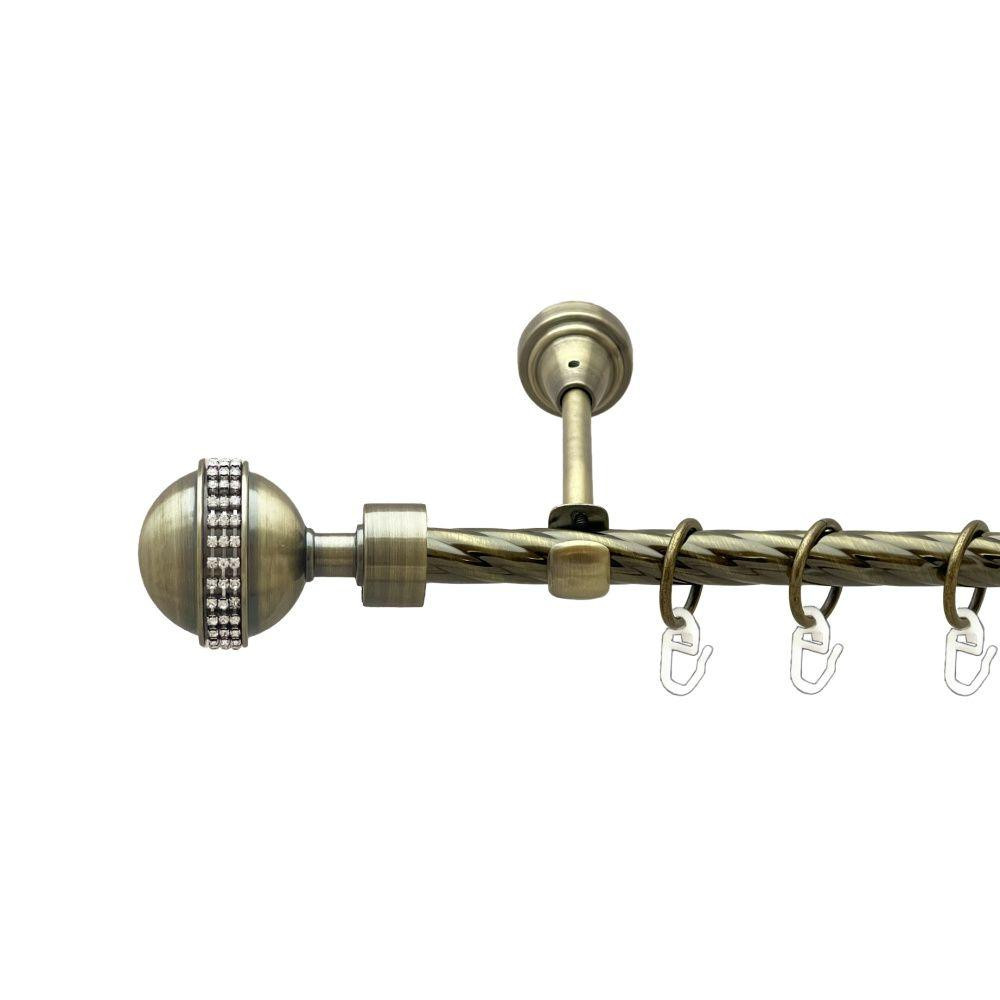 Карниз Orvit Авея металевий однорядний відкритий скручена труба кільце металеве Антик 16 мм 240 см (00-00022275) Львів - фото 1