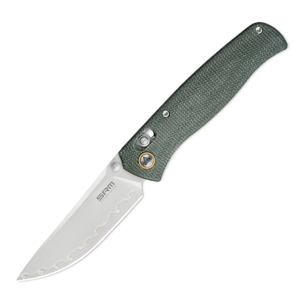 Ніж складаний туристичний SRM Medal 255L-MG3 (8.2 см) 140Cr / Micarta зелений Киев - изображение 1