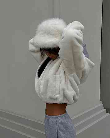 Жіноча базова тепла повсякденна шуба хутро на підкладці Молочний Одеса