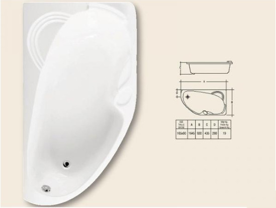 Кутова акрилова ванна Rak Ceramics Venice (1650 х 900 х 435 мм) права Зелена Київ - фото 2