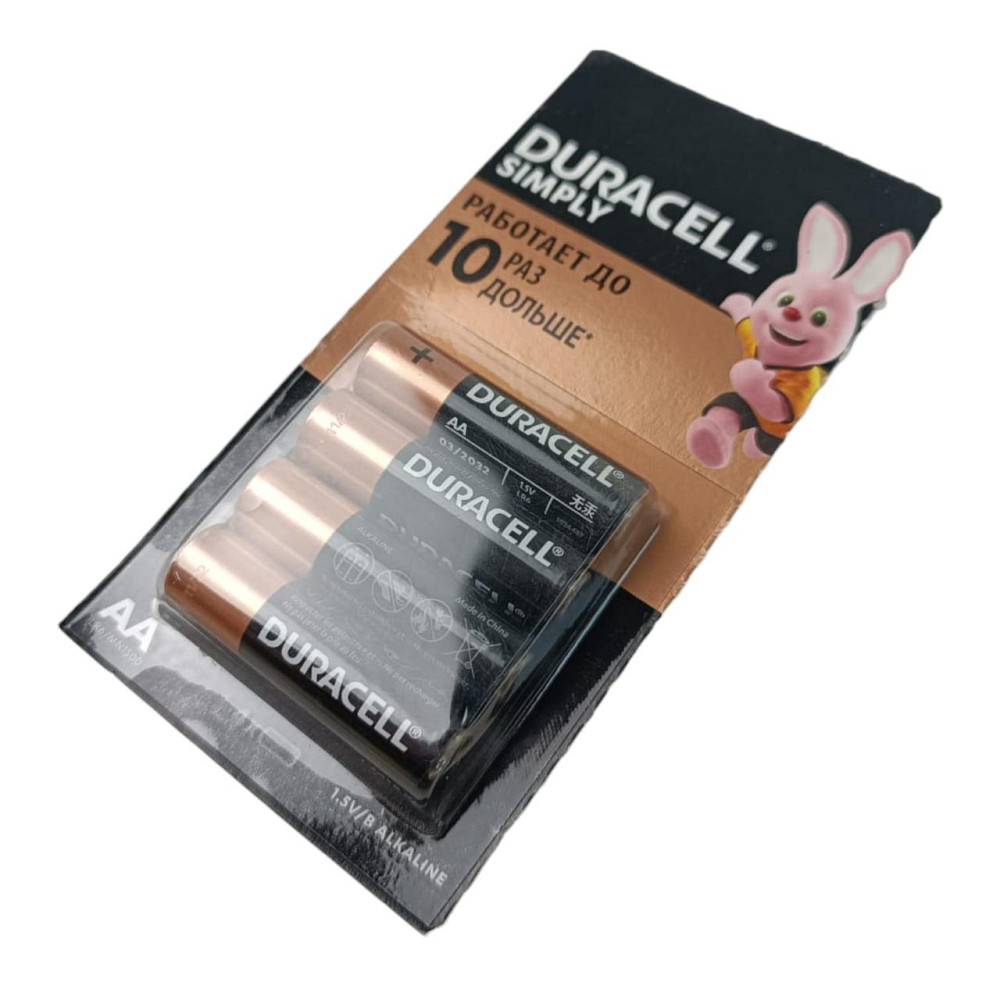 Батарейка AА щелочная 1.5V пальчик блистер (к-кт 4 шт) Duracell Мукачево - изображение 1