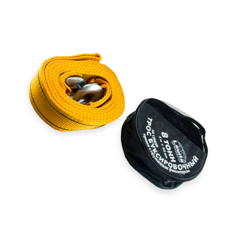Трос стрічка 8 т х 5,0 м х 65 мм гак/оранж/сумка/поліпропілен буксир. Мукачево - фото 1