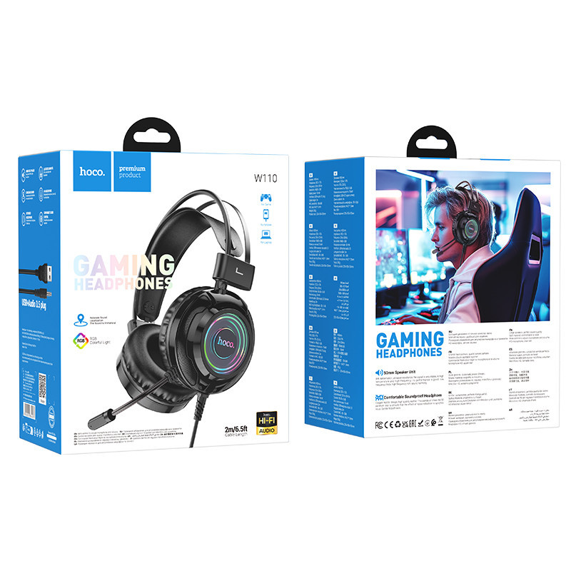 Навушники ігрові HOCO W110 Resource gaming headphones Black Киев - изображение 2