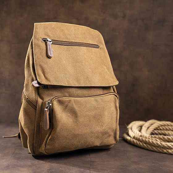 Компактный женский текстильный рюкзак Vintage 20196 Коричневый Киев