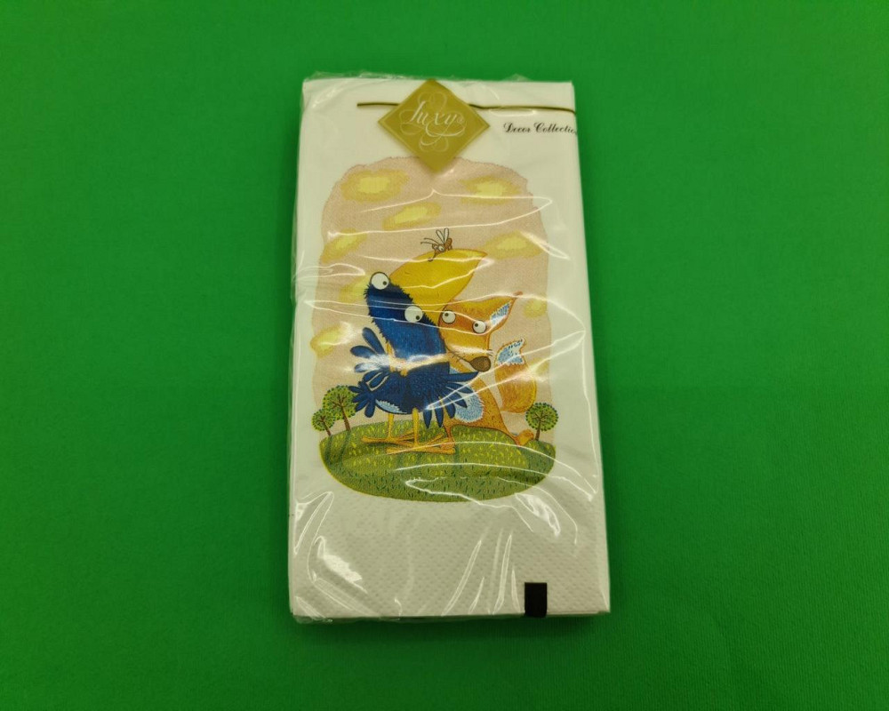 Бумажная салфетка мини (ЗЗхЗЗ, 10шт) Luxy MINI Ворона и Лис (2033) (1 пачка) Харьков - изображение 1