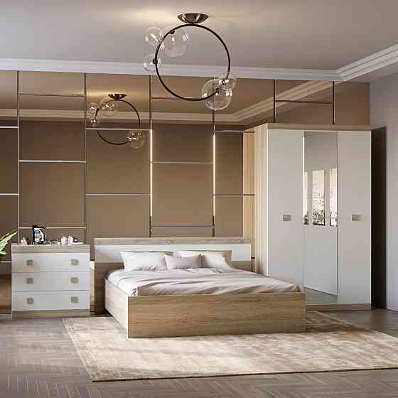 Спальня Соната Эверест Комплект 13 (модульная - 3 элемента) дуб сонома + белый (DTM-2618) Львов