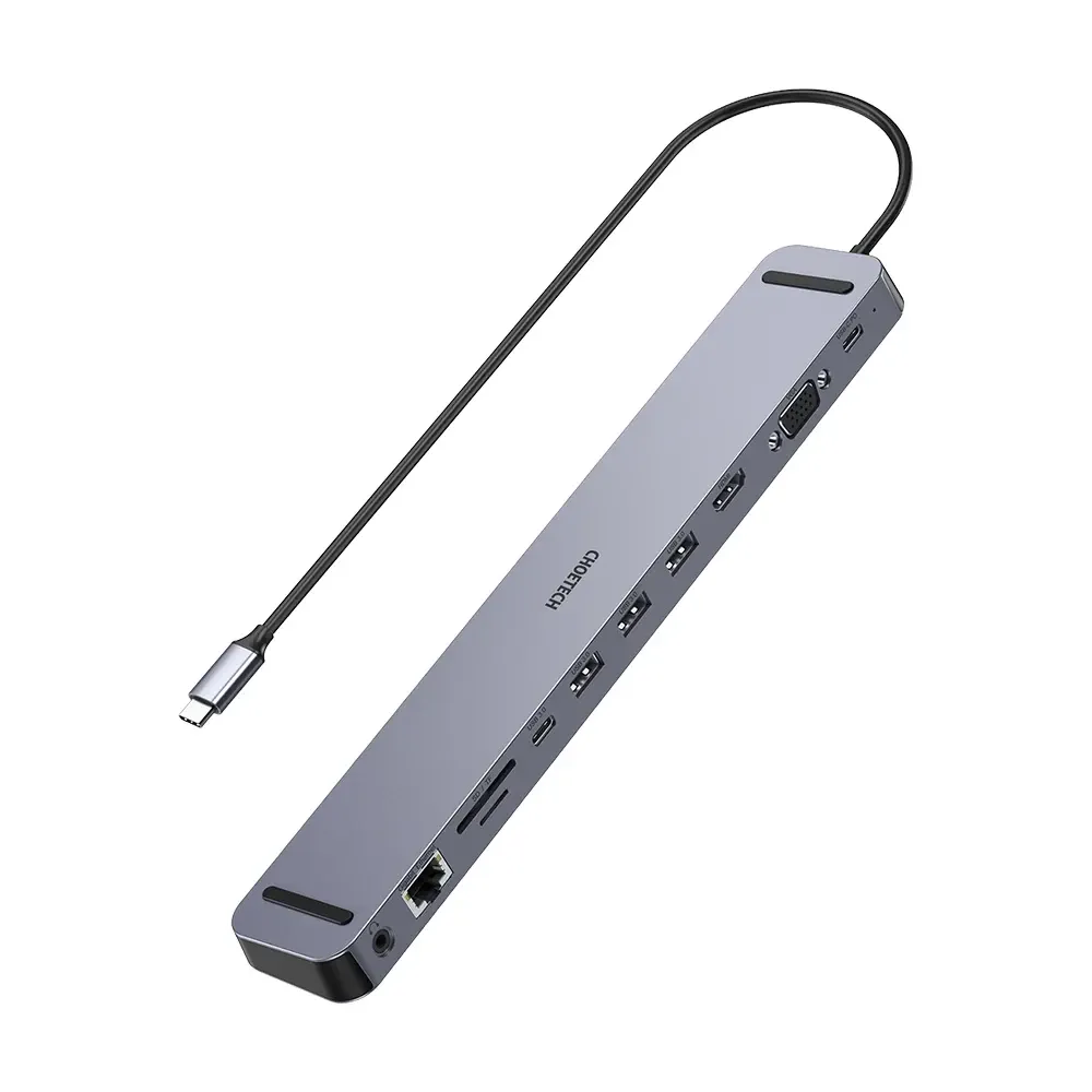 USB-C хаб 11-в-1 Choetech M20 HDMI 4K@30Hz, VGA, 3 USB-A 3.0, USB-C 3.0, RJ45, USB-C PD, SD-card, TF-card, 3.5mm audio (43-00154) Киев - изображение 1