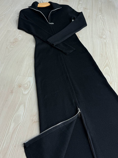 Платье женское Joy One 421 вязаное длинное на молнии в рубчик, черный, one size Киев - изображение 18