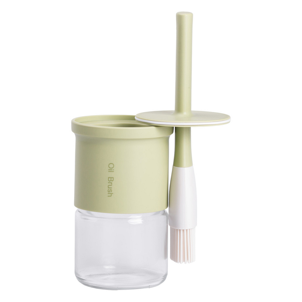 Банка для олії з пензликом 300 мл диспенсер з пензликом для оливкової, соняшникової олії Зелений HP-34-11GR Київ - фото 2