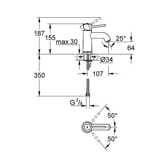 Змішувач для раковини Grohe BauClassic S-Size 23162000 Київ