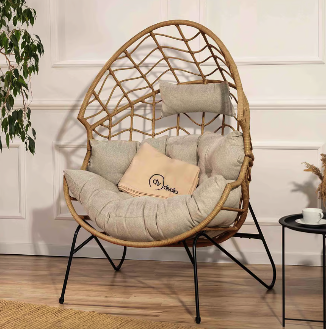 Крісло-кокон ротангове Di Volio Alcamo для відпочинку бежевий Киев - изображение 8