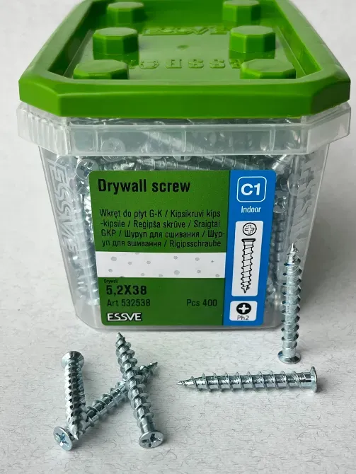 Гвинт для зшивання гіпсокартону Essve 5, 2×38мм Ph2 оцинкований (400шт) Арт. 532538 Київ - фото 8