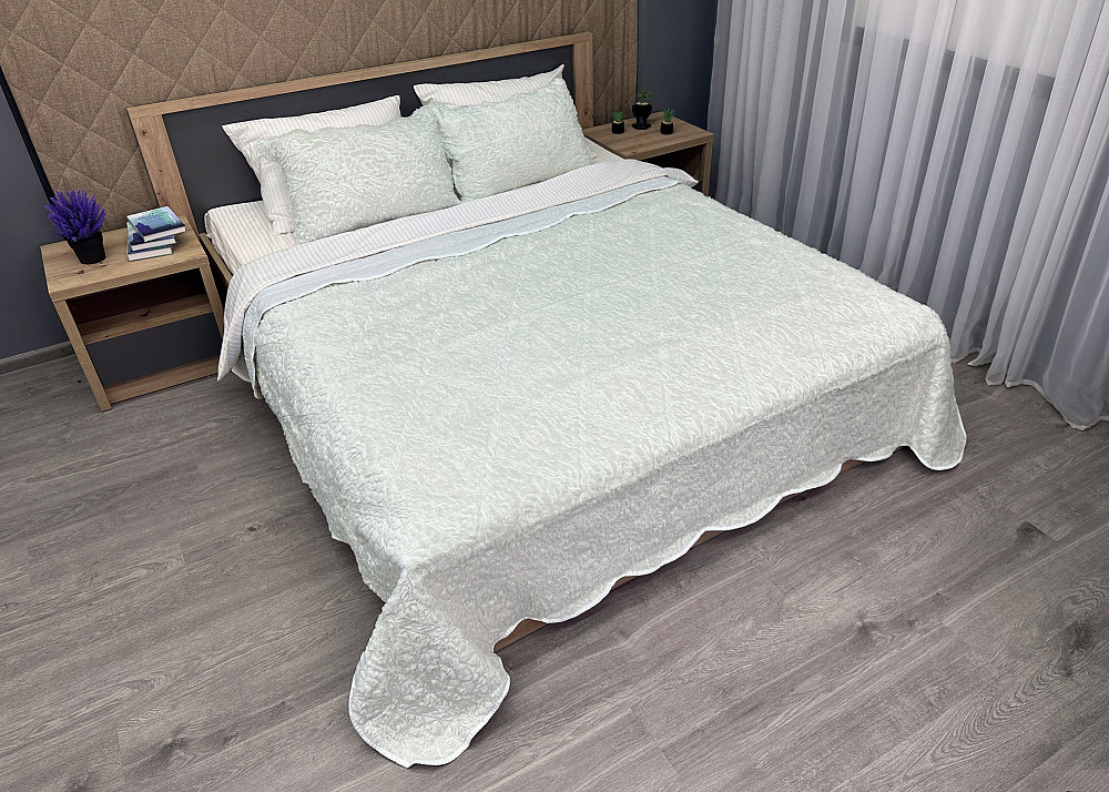 Покривало двостороннє з хутром 210x230 (+-10 см) і 2 наволочки колір молочний (85-152) Київ - фото 2