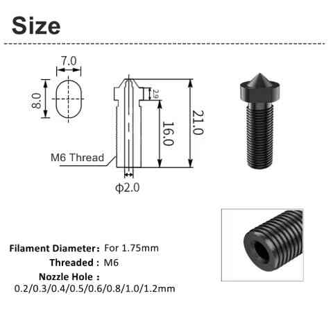 Сопло Kingroon із загартованої сталі для 3д принтера 0.8 мм Київ
