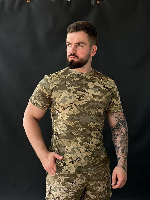 Тактическая футболка Coolmax пиксель, военная летняя полевая футболка ЗСУ, боевая штурмовая футболка Львов - изображение 4