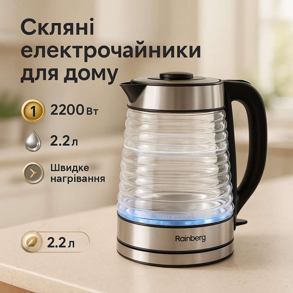 Чайник с автоматическим отключением в случае закипания Rainberg, Чайник красивый электрический BJ-53 Львов - изображение 7