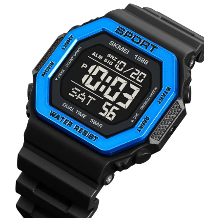 Чоловічий спортивний годинник Skmei 1988 (Чорний з синім) Київ