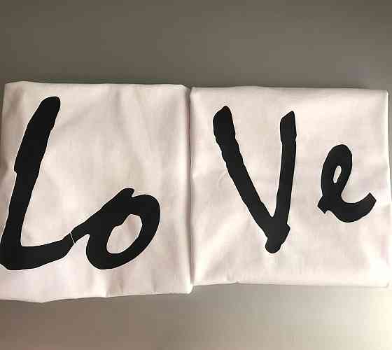 Білі Парні футболки для хлопця та дівчини з написами LOVE Чернівці