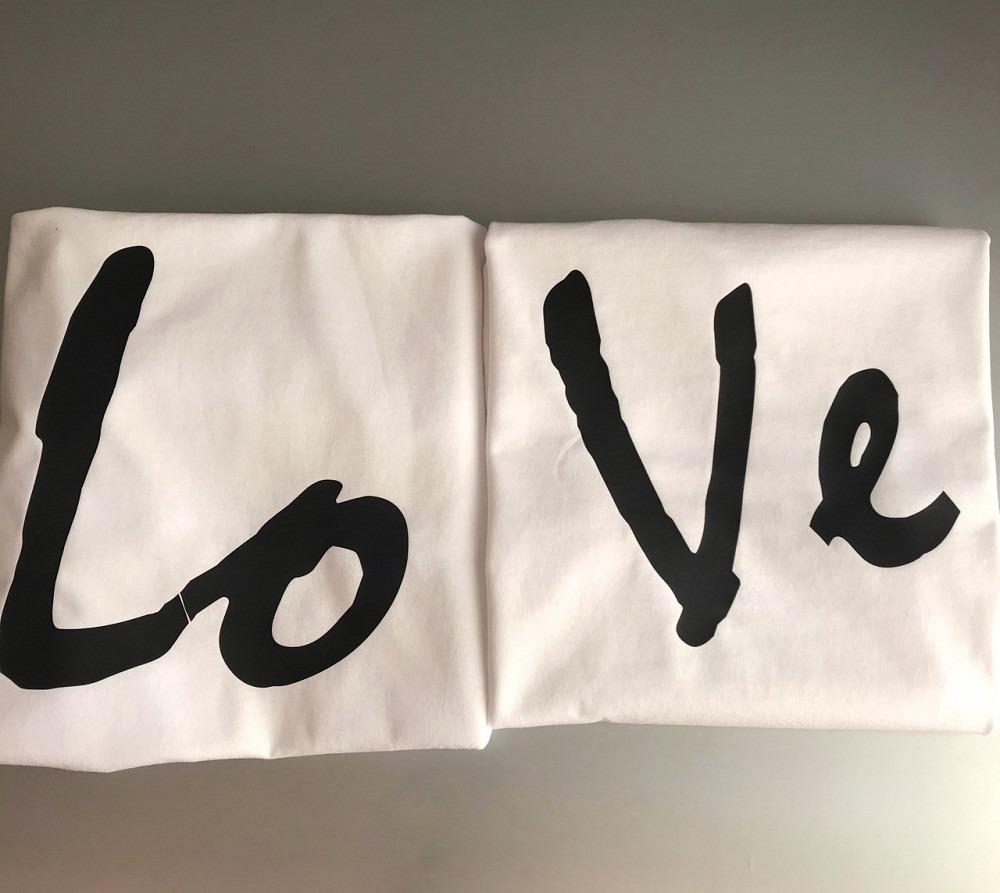 Білі Парні футболки для хлопця та дівчини з написами LOVE Чернівці - фото 2