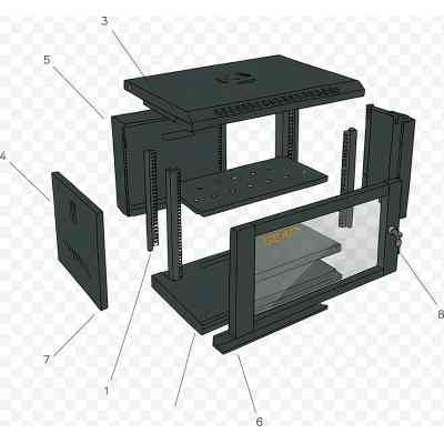 Шафа настінна GEAR 6U 19" 600x450x350 мм, + полка 19", black (GWMSN-6U-600-450) Вінниця