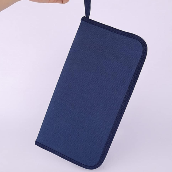 Набор кистей нейлоновых в чехле на молнии для акварели, акрила, гуаши, масла и нейл-арта, 15 шт синие Каменец-Подольский