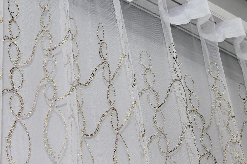 Тюль VR-Textil 1193т Kort ADOR Фатин с люрексовой нитью Золотистый с коричневым 300х270 см (40-972) Киев - изображение 5