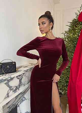 Женское привлекательное романтическое платье бархат (Турция) Бордо, 42/44 Одесса