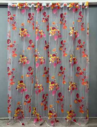 Тюль органза з великим квітковим принтом колір різнокольоровий 759т Київ