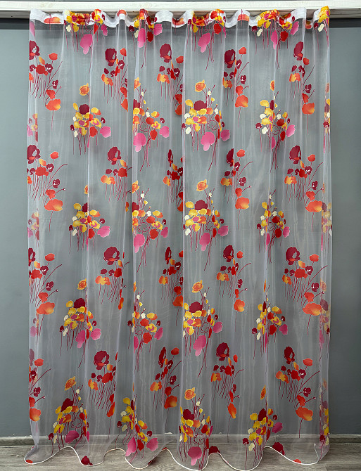 Тюль органза з великим квітковим принтом колір різнокольоровий 759т Київ - фото 6